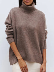 Dames Zacht Gebreide Coltrui – Hoge Hals, Casual Trui voor Herfst/Winter