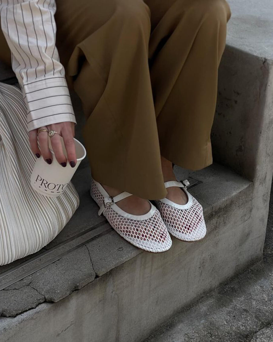 Juliette Mesh Ballerina's | Dames ballerina's met ademend mesh en leren details