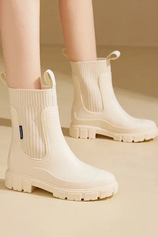 Eira | Dames regenlaarzen met verhoogde hak en elastische sluiting – waterdicht & slipvast