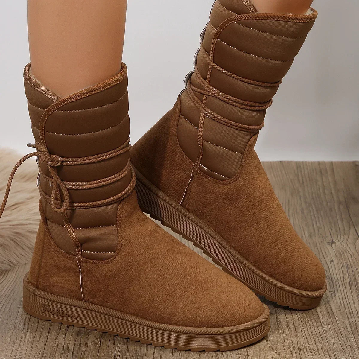 Veterschoenen voor dames met warme bontvoering