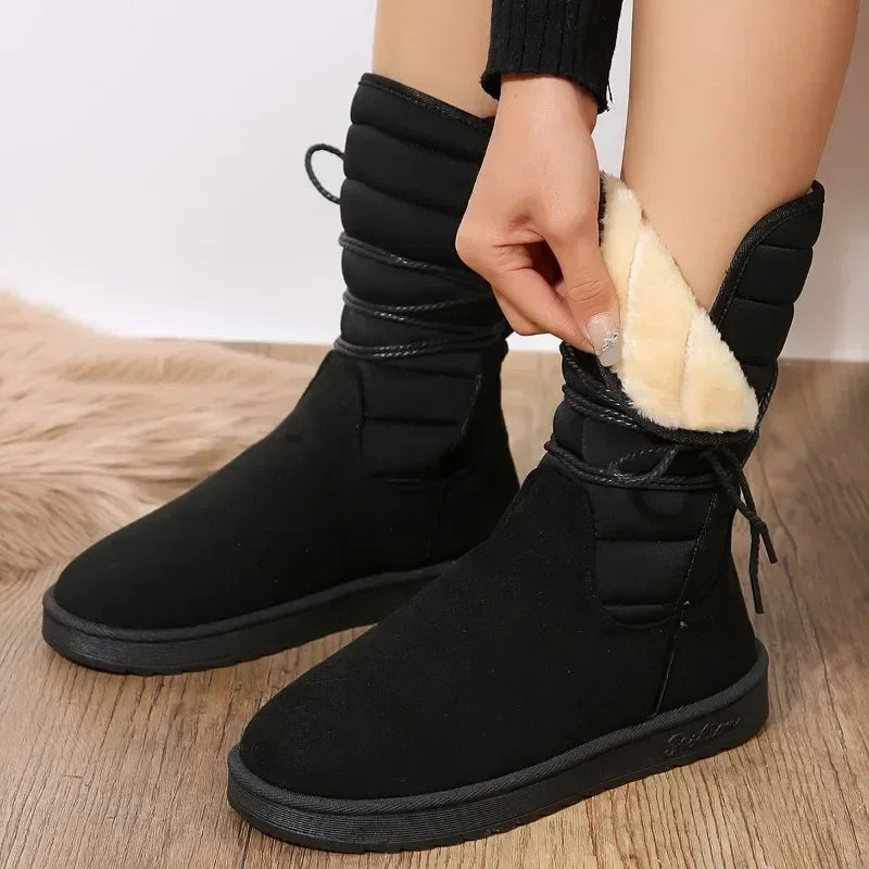 Veterschoenen voor dames met warme bontvoering