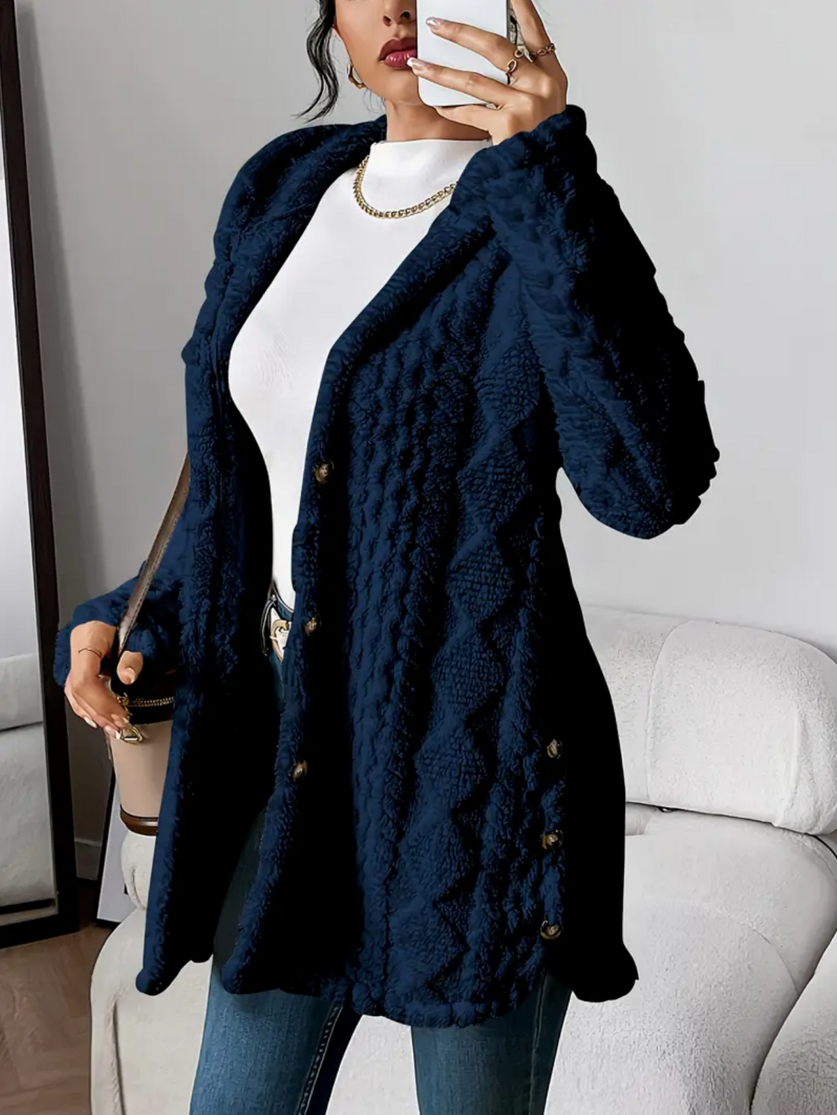 Gebreid Vest met Capuchon | Dames vest van zacht teddy-materiaal