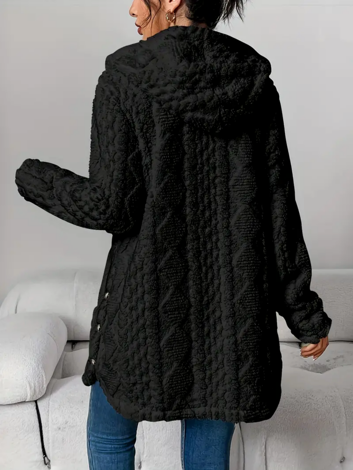 Gebreid Vest met Capuchon | Dames vest van zacht teddy-materiaal