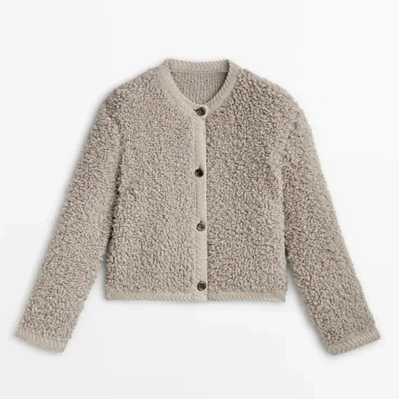 Ilja | Dames teddystrickjack met zachte textuur – winterwarmte & luxe comfort