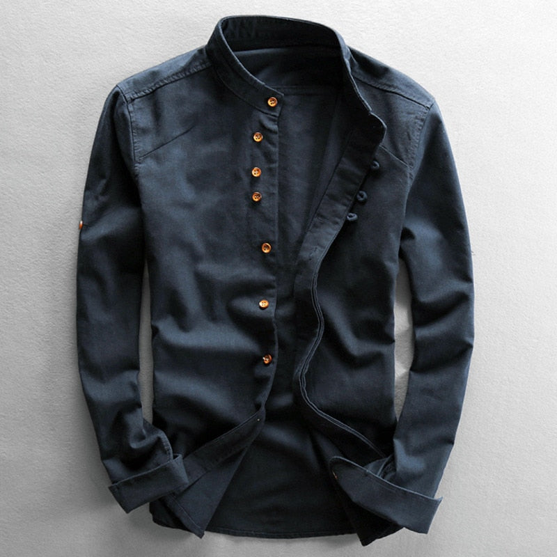 Heren Slim Fit Overhemd – Casual voor Dagelijks Gebruik, Met Knopen en Lange Mouwen