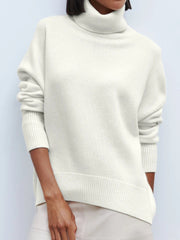 Dames Zacht Gebreide Coltrui – Hoge Hals, Casual Trui voor Herfst/Winter