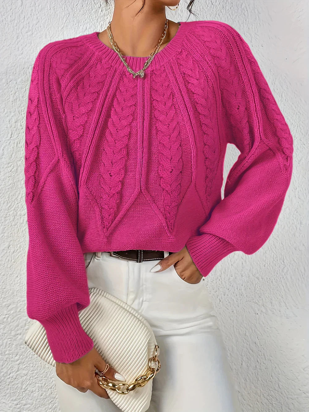 Babette - Dames trui met kabelstructuur, tijdloos en comfortabel