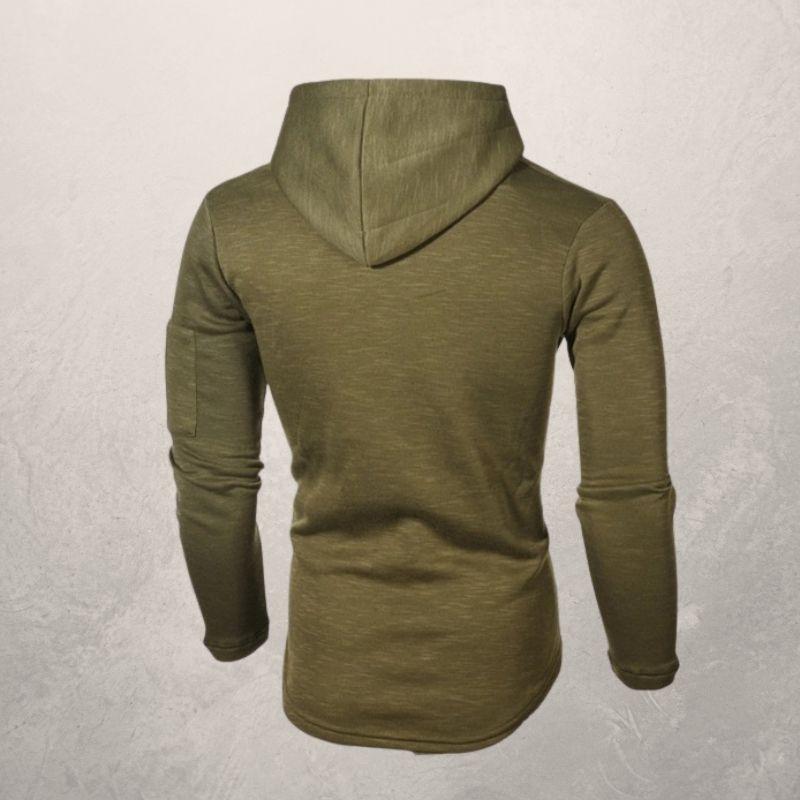 Heren Hoodie Slim Fit met Ritszakje op de Mouw
