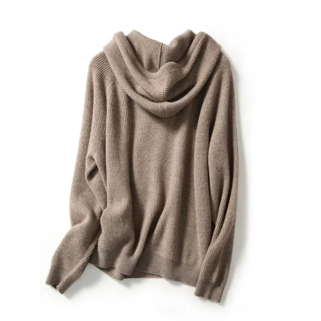 Dames Gebreide Hoodie – Trui met Capuchon, Casual Pullover voor Herfst en Winter