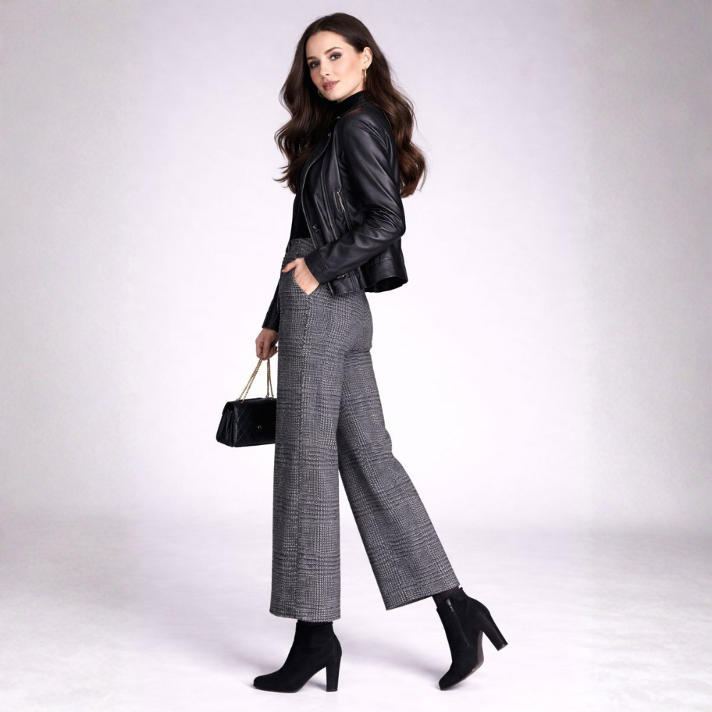 Dames Hoge Taille Ruitbroek – Wijde Pijpen, Comfortabel Geruit, Casual en Trendy Outfit voor Elke Dag