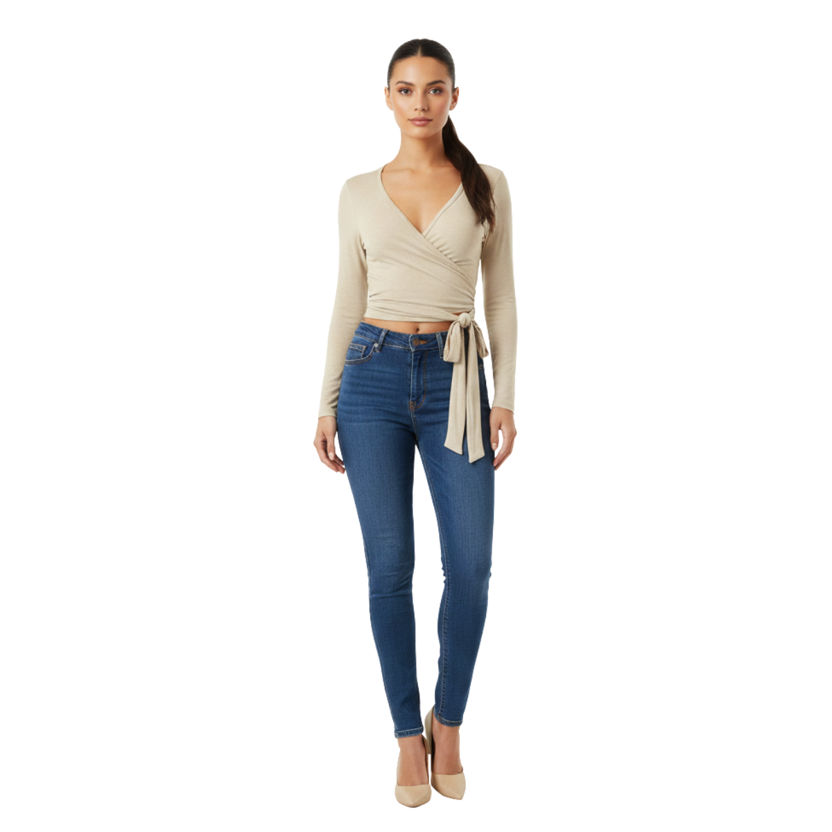 Wikkelblouse - Beige