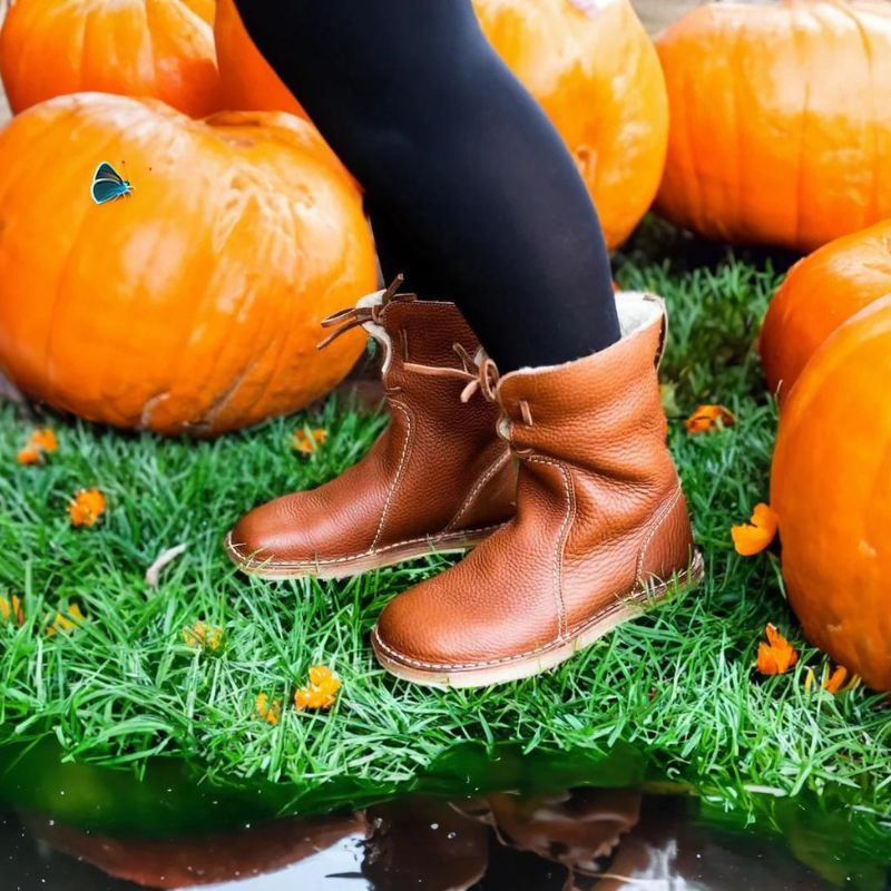 Dames Waterdichte Winterlaarzen – Zwart Leer, Warm en Comfortabel voor Koude Weersomstandigheden