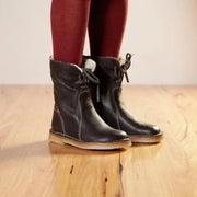 Dames Waterdichte Winterlaarzen – Zwart Leer, Warm en Comfortabel voor Koude Weersomstandigheden