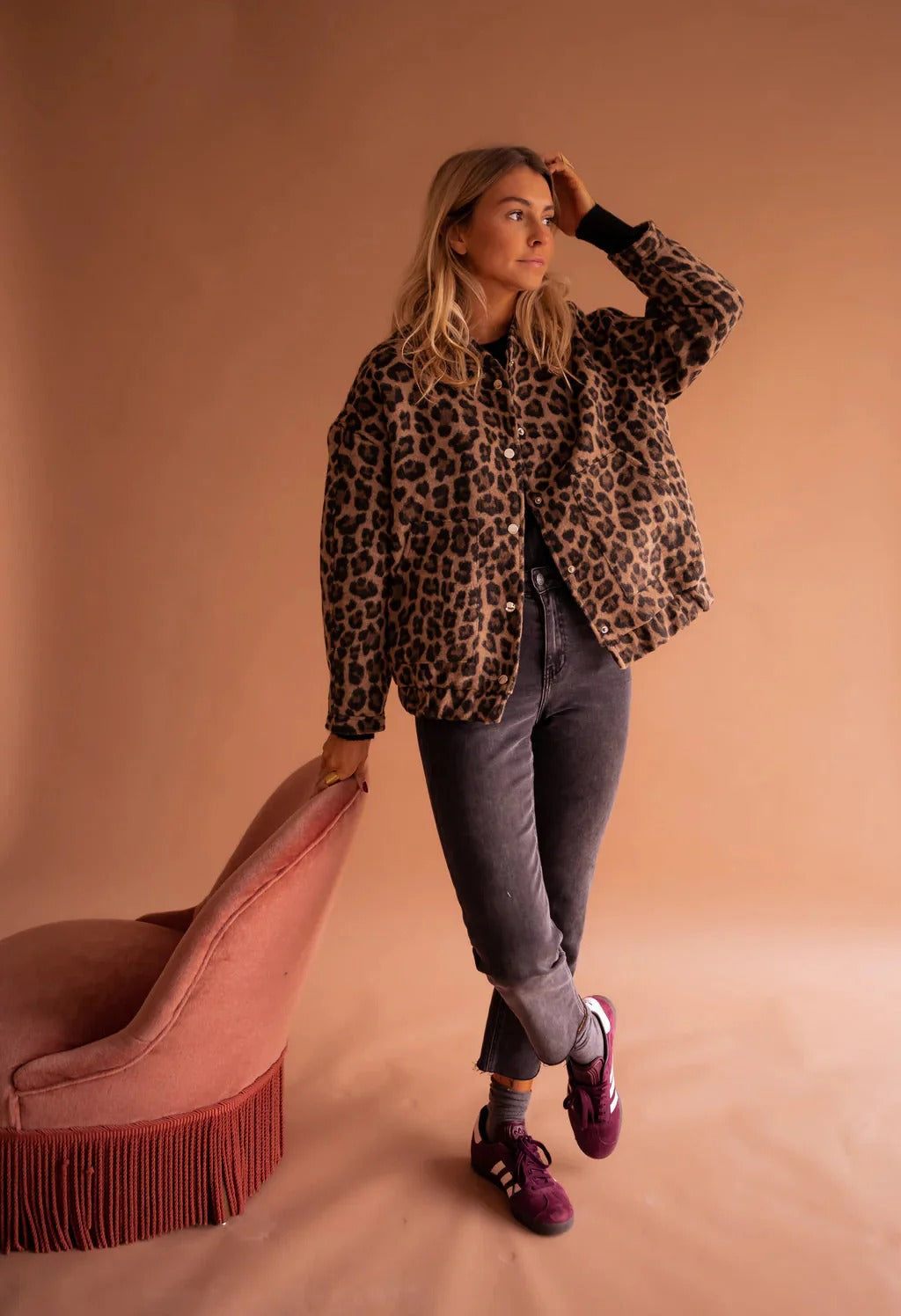 Larissa - Dames Bomberjack met Luipaardprint