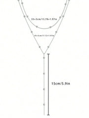 Y-halsketting | Gelaagde damesketting met 3 lagen en tijdloos design