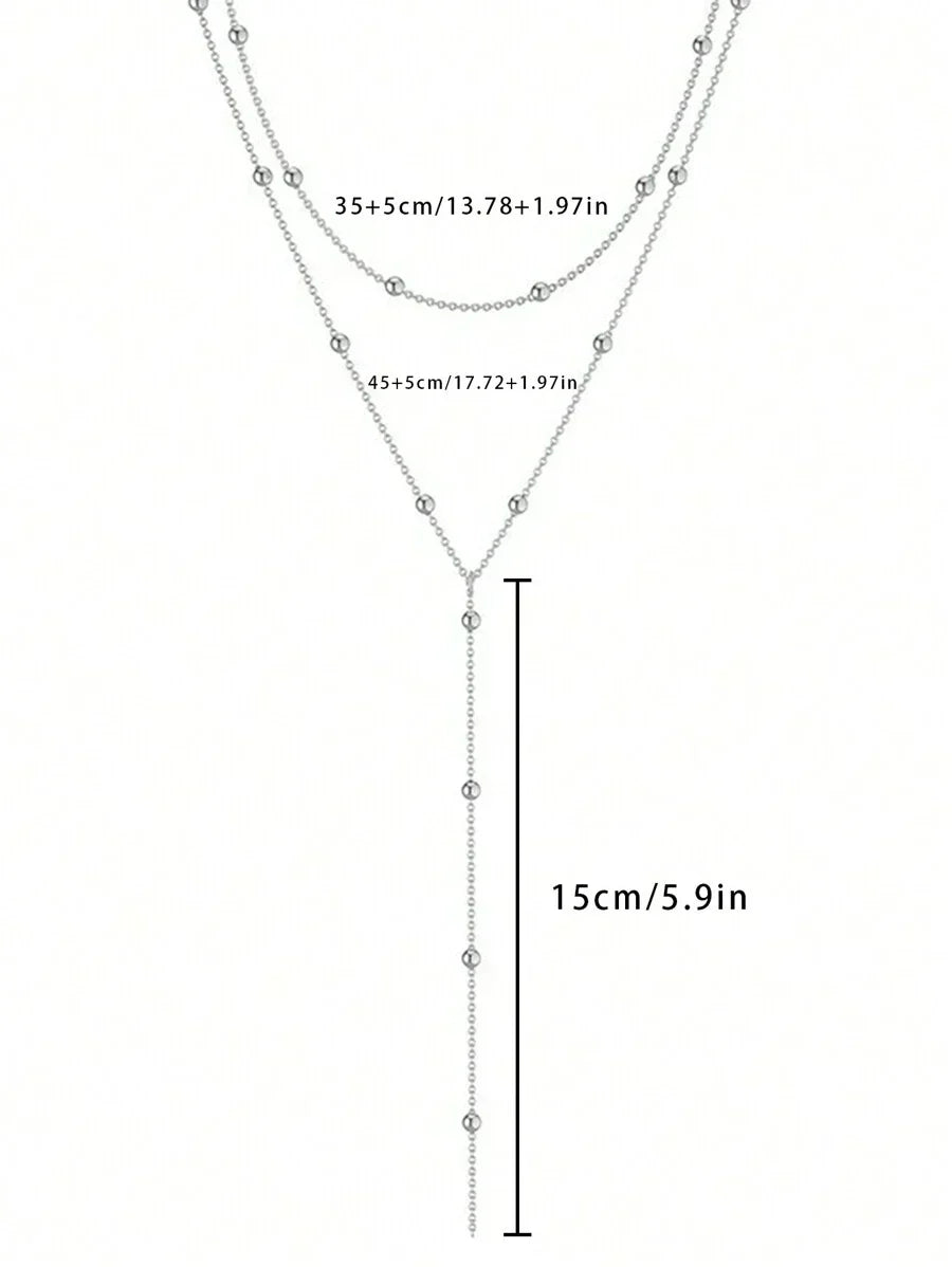 Y-halsketting | Gelaagde damesketting met 3 lagen en tijdloos design