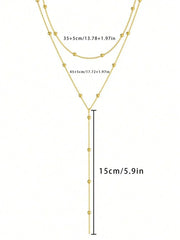 Y-halsketting | Gelaagde damesketting met 3 lagen en tijdloos design