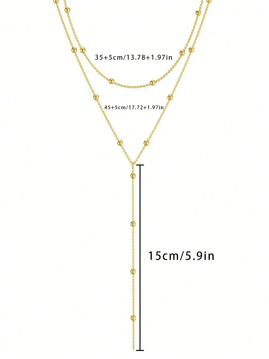 Y-halsketting | Gelaagde damesketting met 3 lagen en tijdloos design