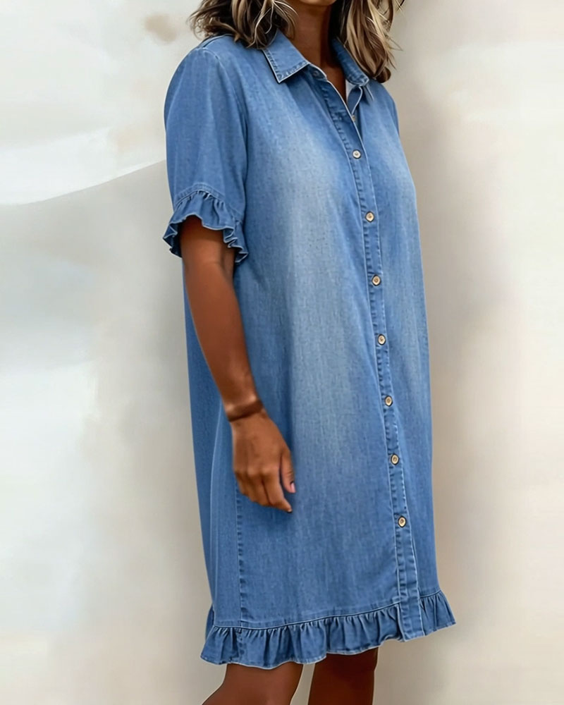 Claudia - Denimjurk met knoppen voor vrouwen