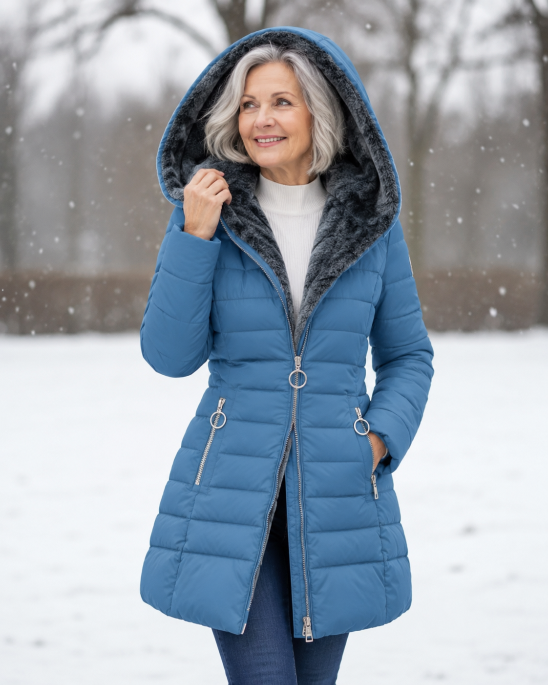Marja - Warme gewatteerde winterjas met capuchon