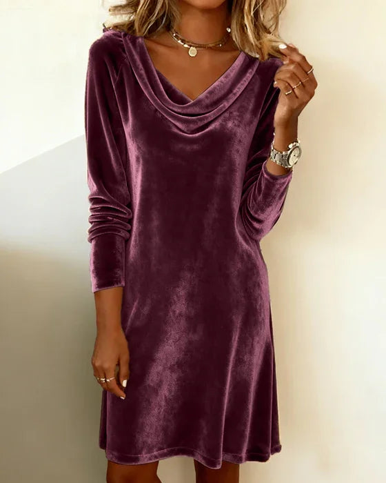 Dames Soepelvallende Maxi Jurk – Luxe Velvet, Avondkleding