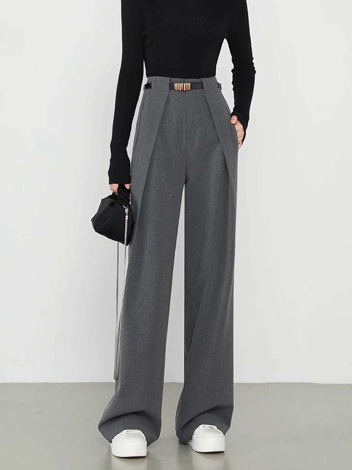 Alex | Dames rechte broek met effen design en praktische zakken