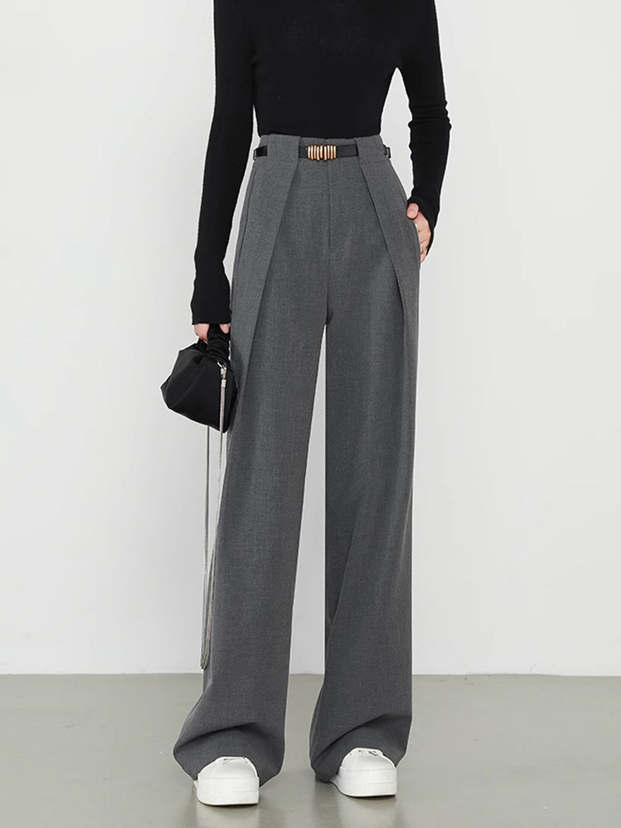 Alex | Dames rechte broek met effen design en praktische zakken
