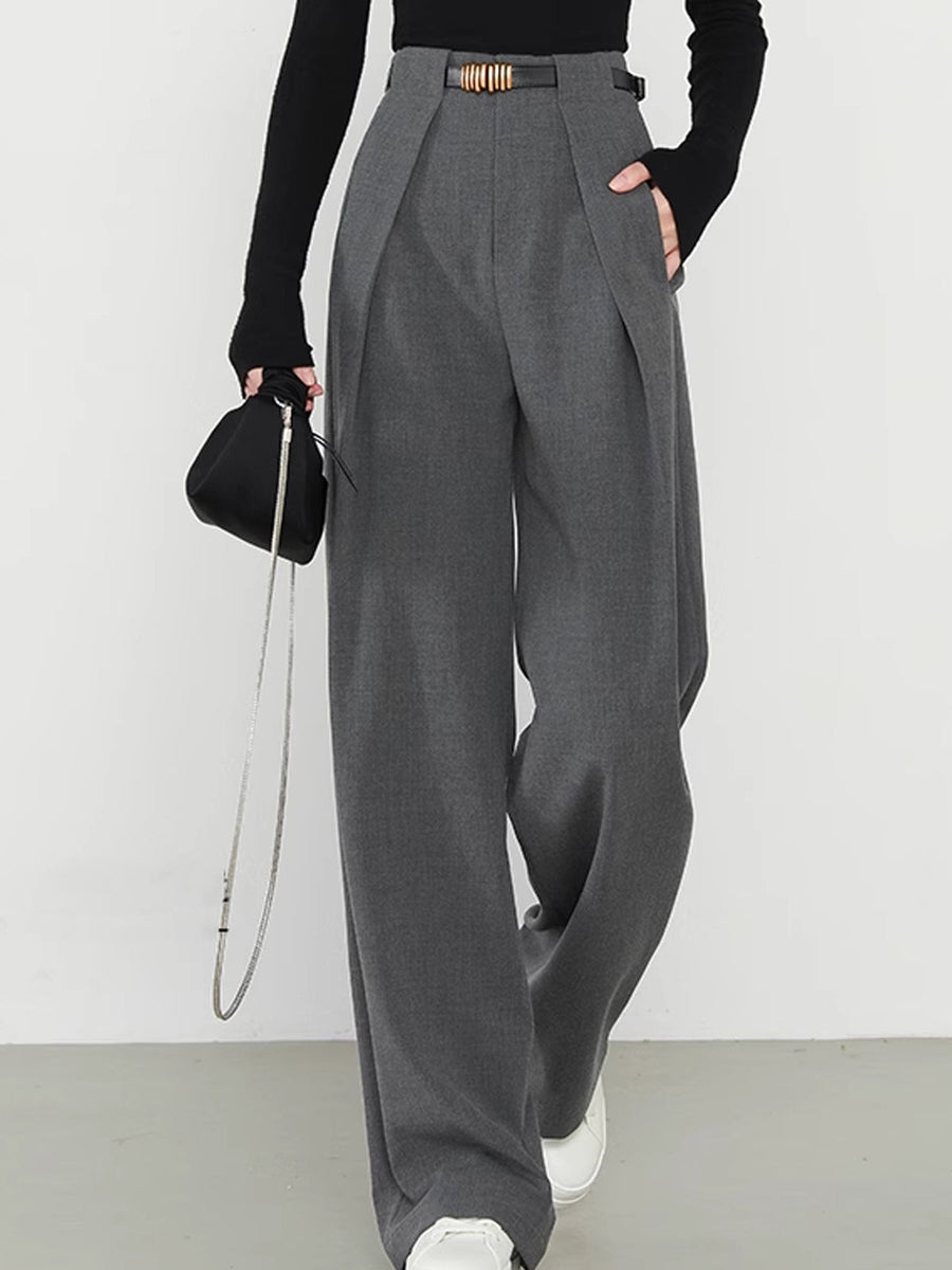 Alex | Dames rechte broek met effen design en praktische zakken
