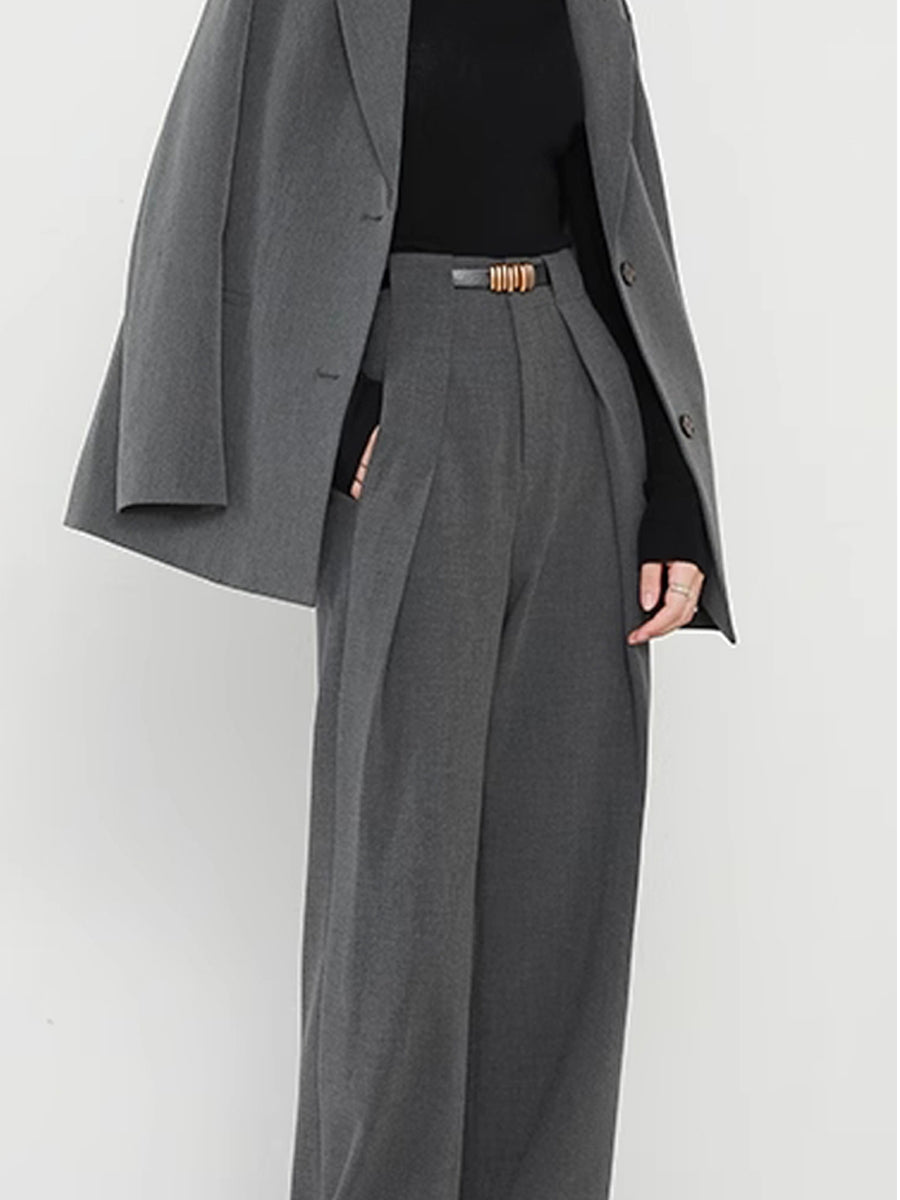 Alex | Dames rechte broek met effen design en praktische zakken