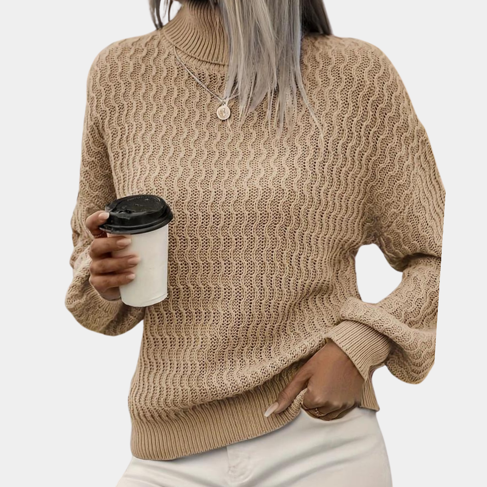 Andy | Dames coltrui met elegante pasvorm in abrikoos en koffie