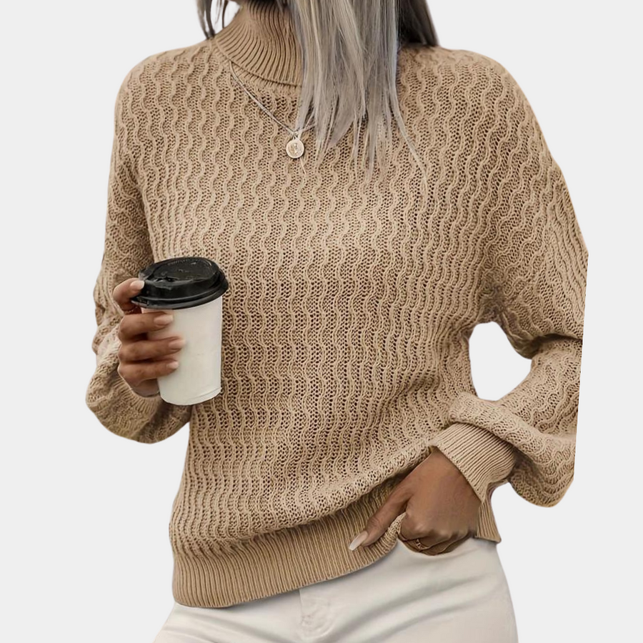 Andy | Dames coltrui met elegante pasvorm in abrikoos en koffie