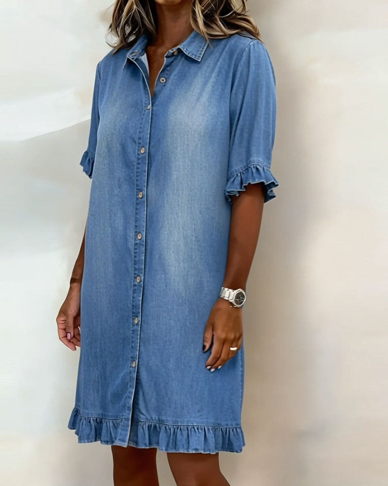 Claudia - Denimjurk met knoppen voor vrouwen