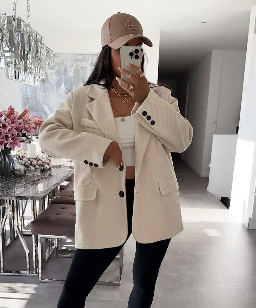 Oversized Blazer | Dames blazer met gestructureerde stof en tijdloze pasvorm