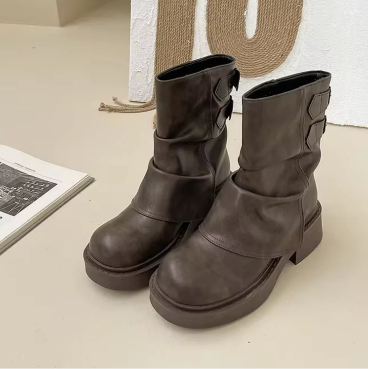 Bianca Laarzen Dames | Vintage Vegan Leren Slip-On Laarzen