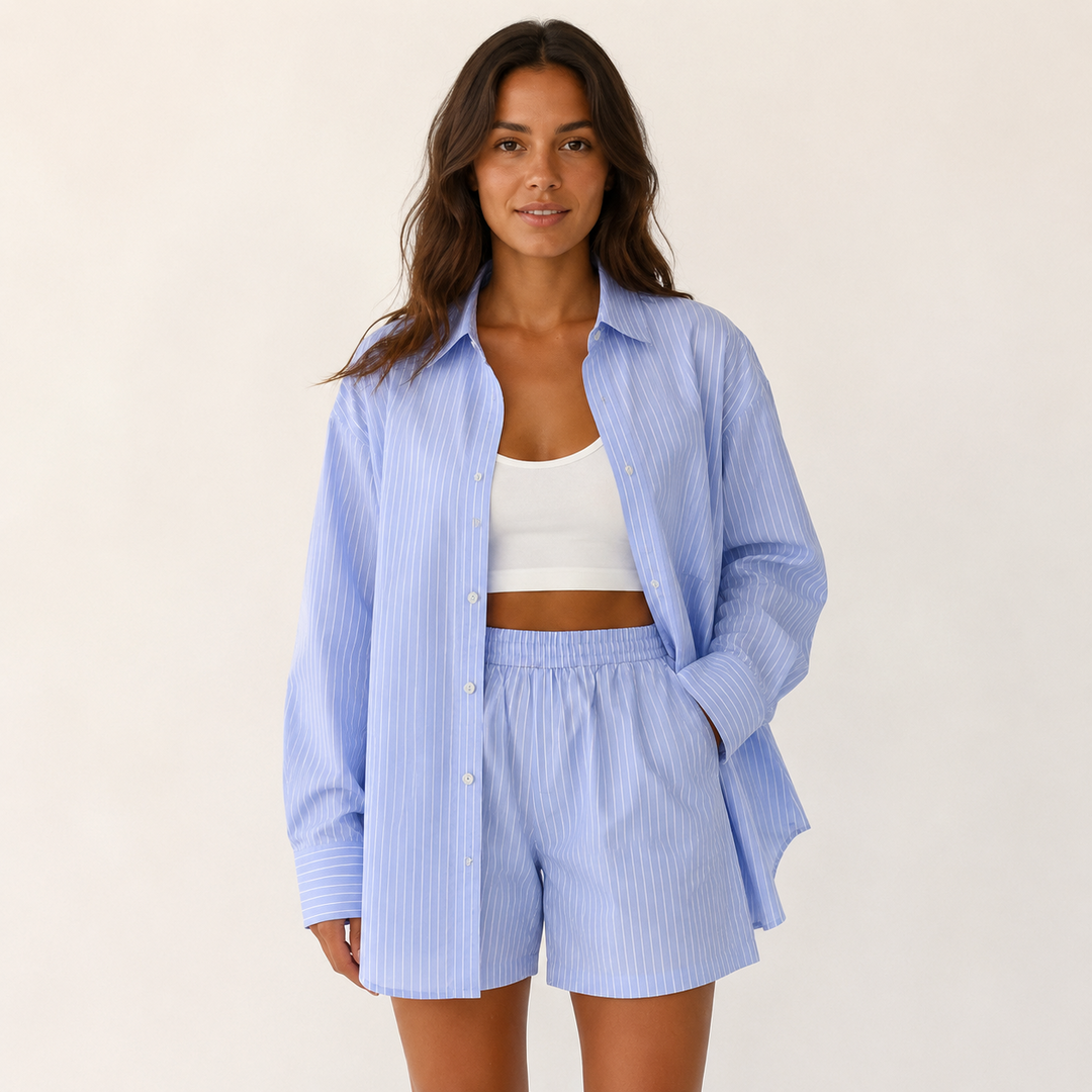 Dames Oversized Set – Casual met Blouse en Short voor Zomergebruik