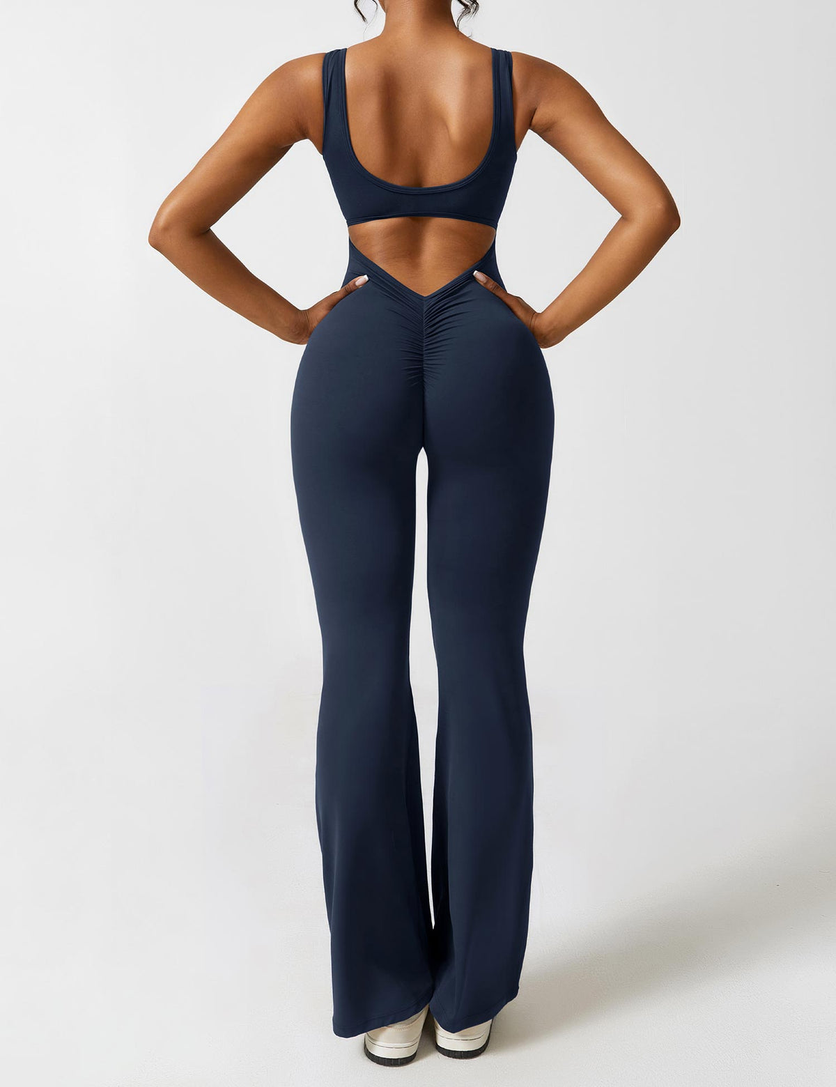 Flared Scrunched V-Back Jumpsuit voor Dames