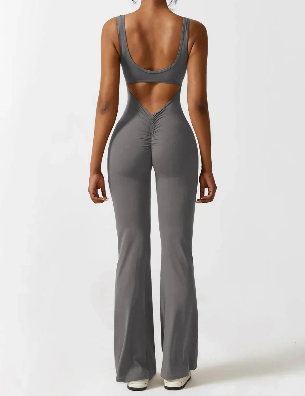 Flared Scrunched V-Back Jumpsuit voor Dames