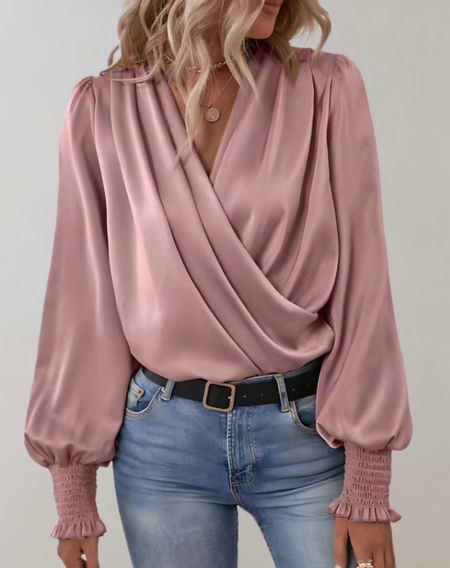 Brittany - Chique Lente V-Hals Lange Mouwen Blouse voor Vrouwen