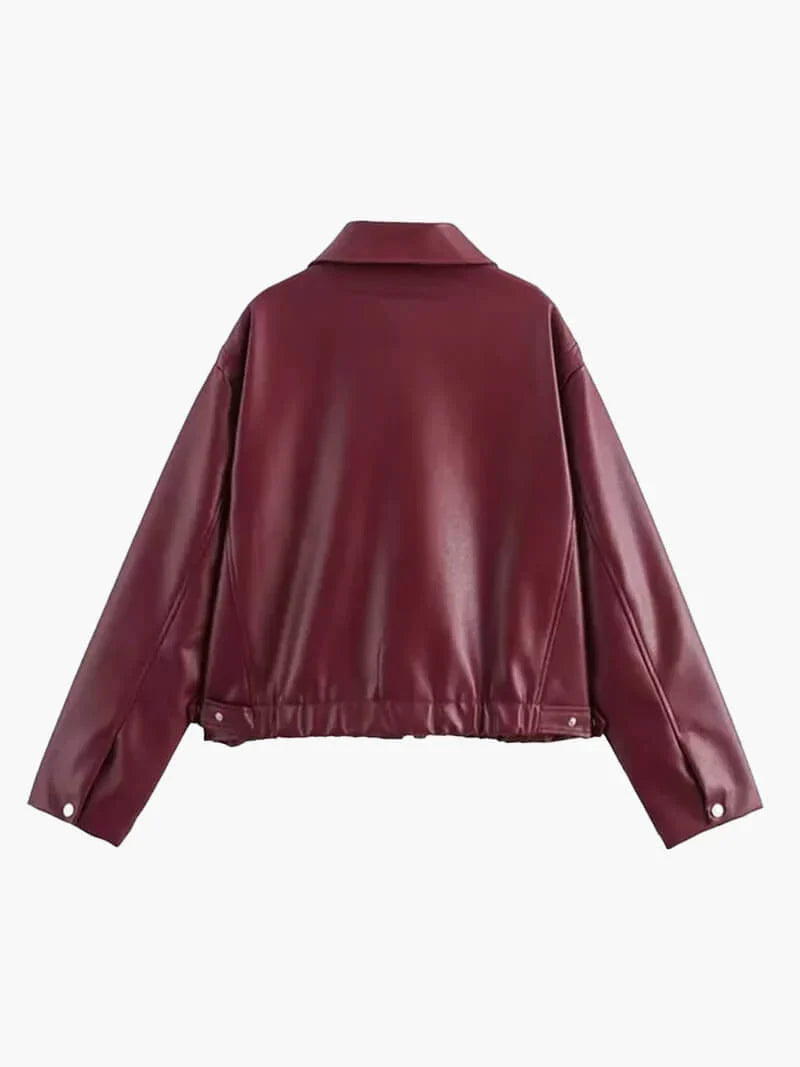 burgundy leren jas voor dames