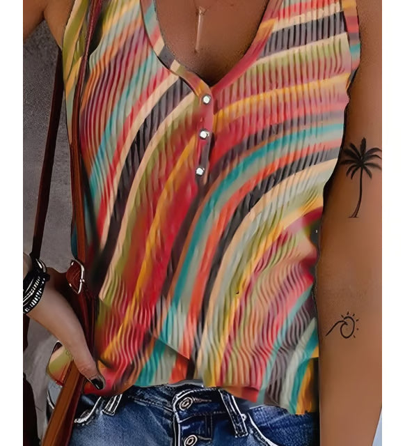 Dames Getailleerde Tanktop – Met Knoopsluiting, Geschikt voor Lente en Zomer