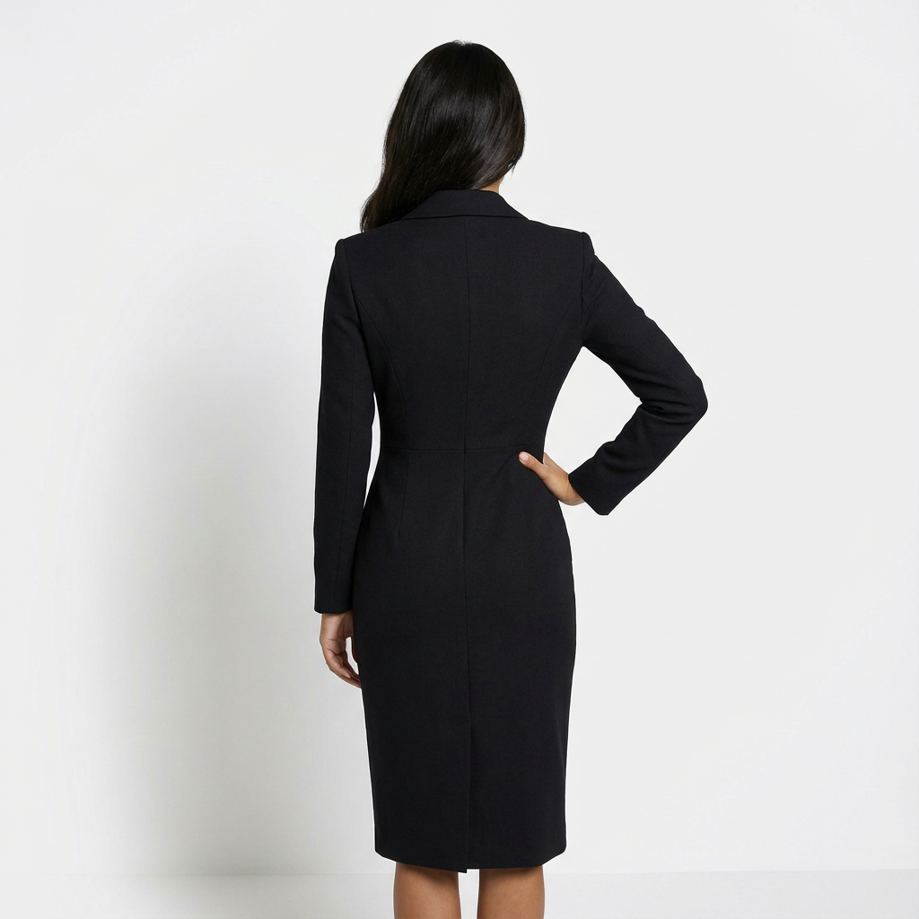 Dames Getailleerde Blazer Jurk – Met Knoopdetail, Geschikt voor Werk en Formele Gelegenheden