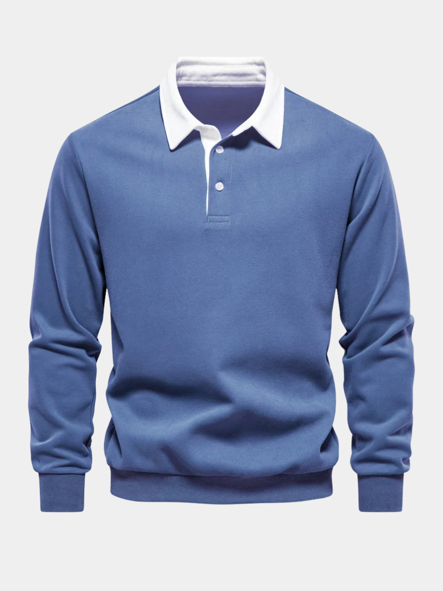 Heren Polosweater met Lange Mouwen en Knopensluiting