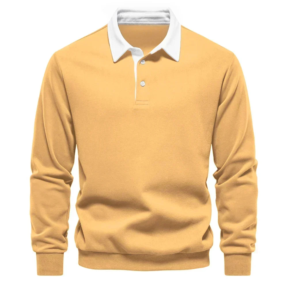 Heren Polosweater met Lange Mouwen en Knopensluiting