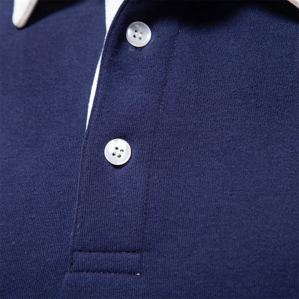 Heren Polosweater met Lange Mouwen en Knopensluiting