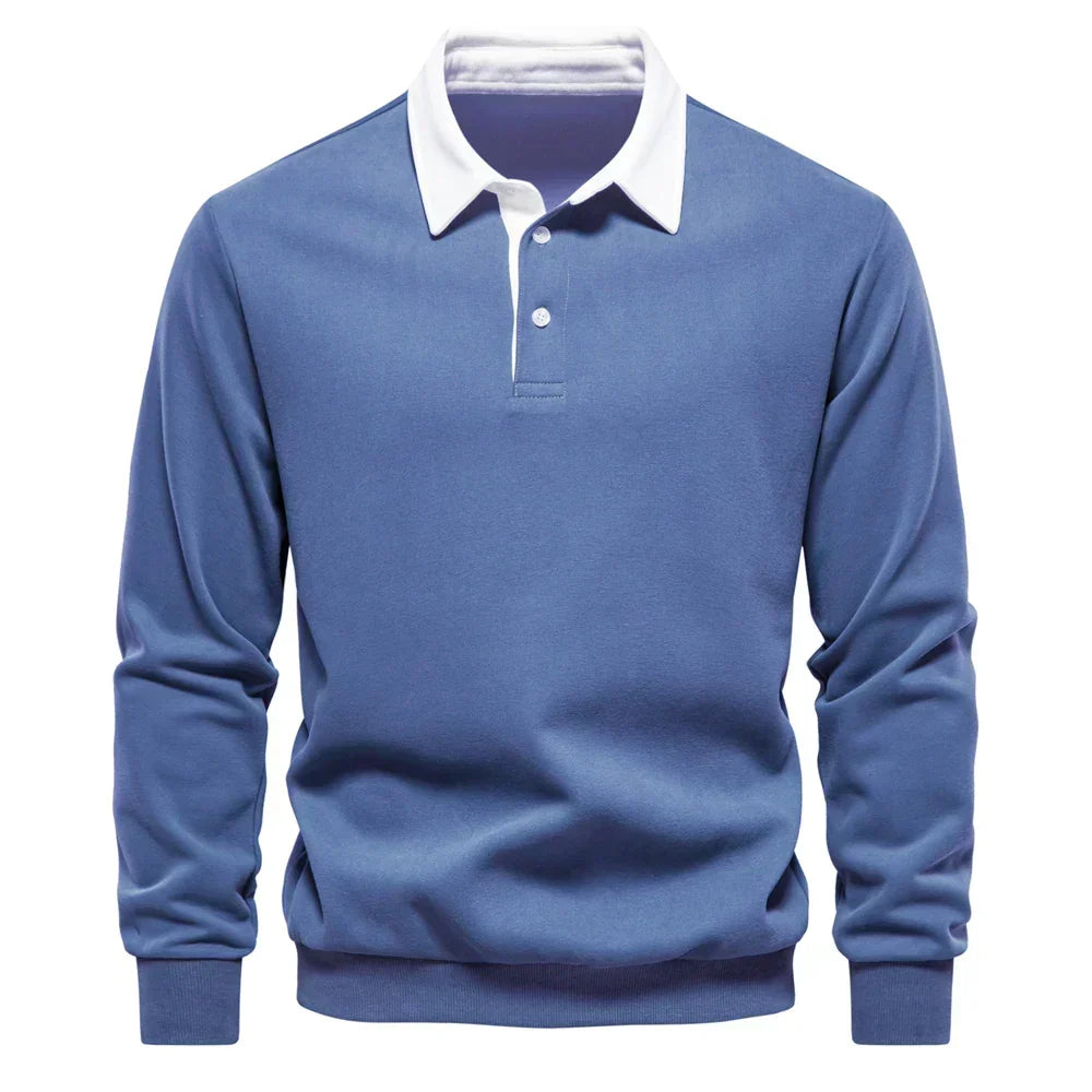 Heren Polosweater met Lange Mouwen en Knopensluiting