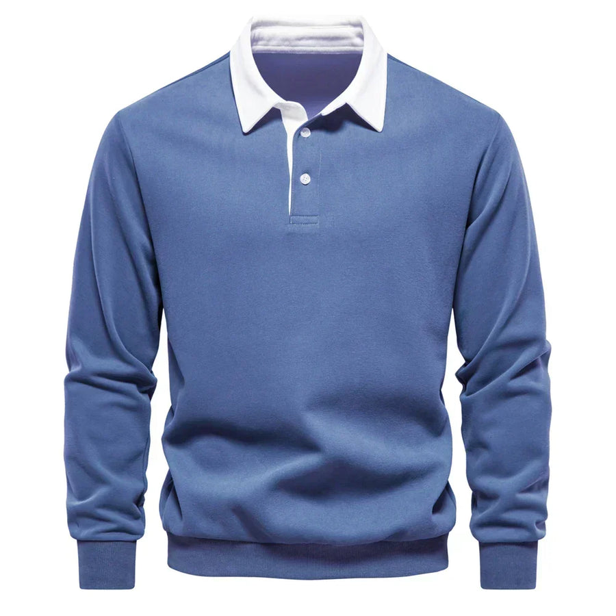 Heren Polosweater met Lange Mouwen en Knopensluiting