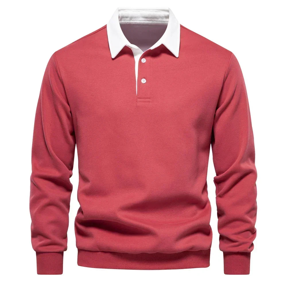 Heren Polosweater met Lange Mouwen en Knopensluiting