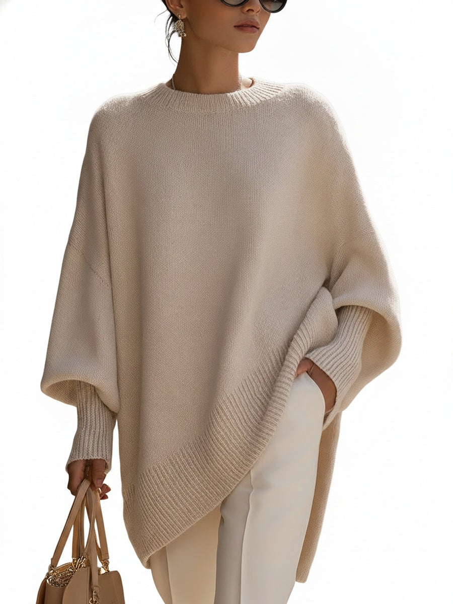 Dames Sweater Oversized met Vleermuismouwen en Ronde Hals