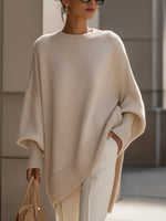 Dames Sweater Oversized met Vleermuismouwen en Ronde Hals
