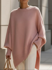 Dames Sweater Oversized met Vleermuismouwen en Ronde Hals